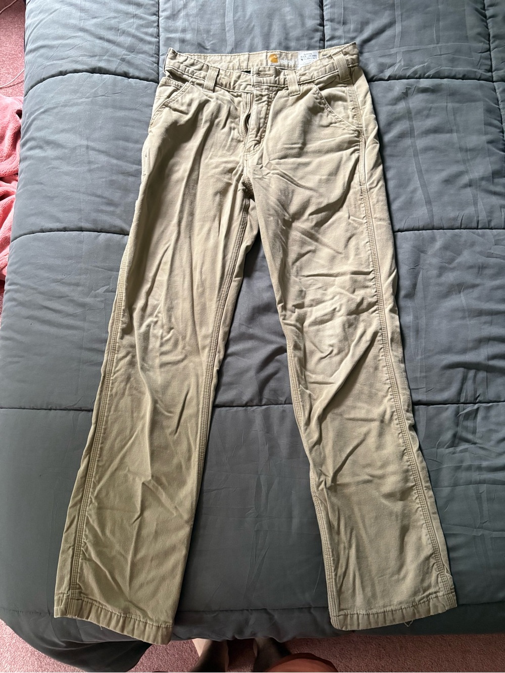Carhartt Men's Khaki Work Chinos Fleece Lined